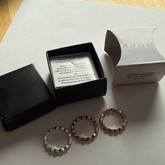 Avon Jewelry - Avon Elegant Trio Ring Set in Silver, Gold, and Bronze Tone